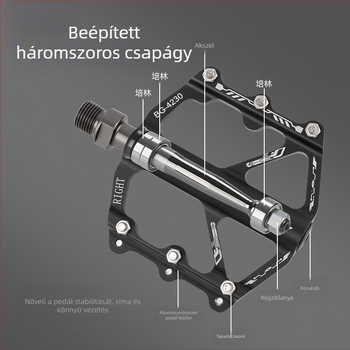 Bunguo Bg-4230 alumínium ötvözet kerékpárpedálok – háromcsapágyas, könnyű és szélesített kivitel, ház alumíniumötvözet és króm-molibdén acél
