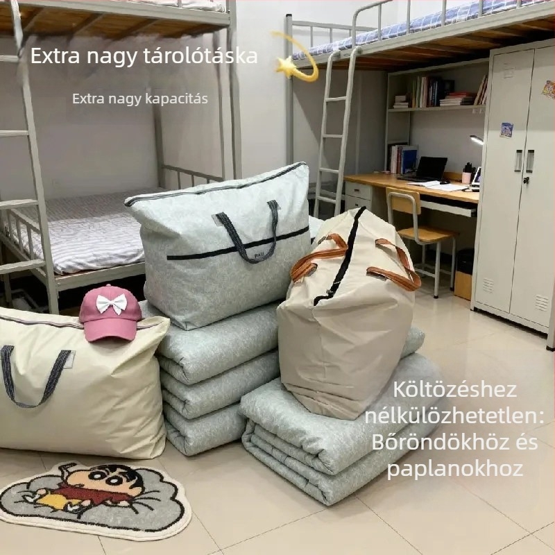 Nagy kapacitású paplan tároló táska utazáshoz és otthoni felhasználásra, ideális egyetemistáknak költözéshez és szezonális ágynemű tárolásához