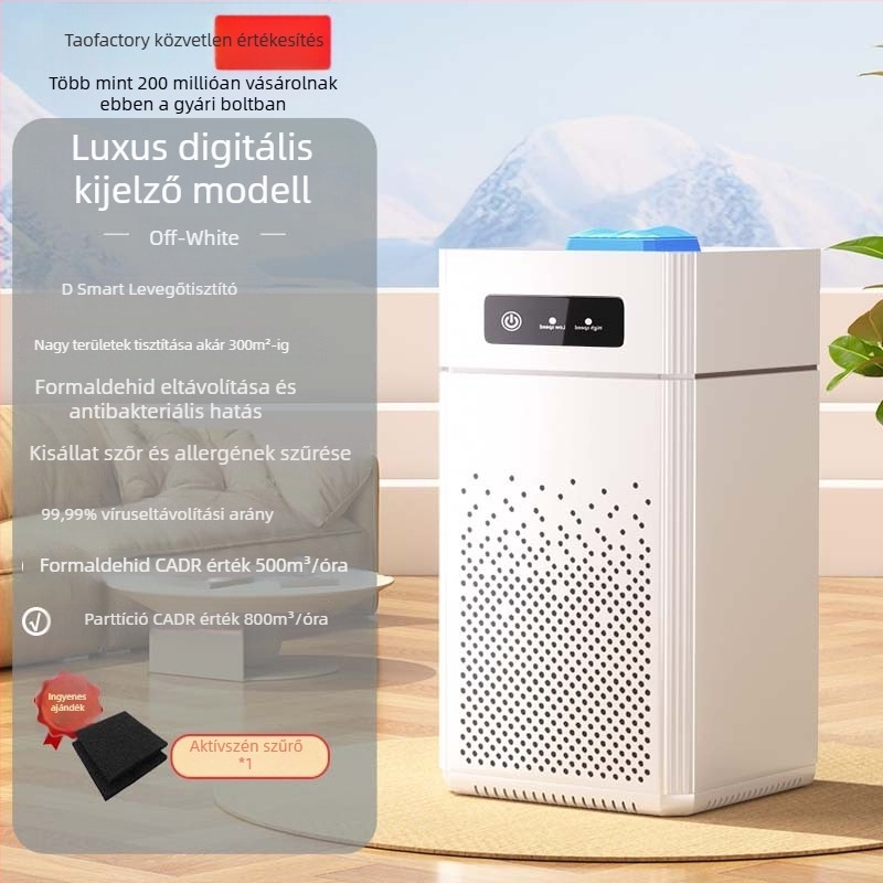 Otthoni légtisztító – formaldehid eltávolítás, alacsony zajszint, 500 m³/h, 10 m²-ig, érintéses vezérlés