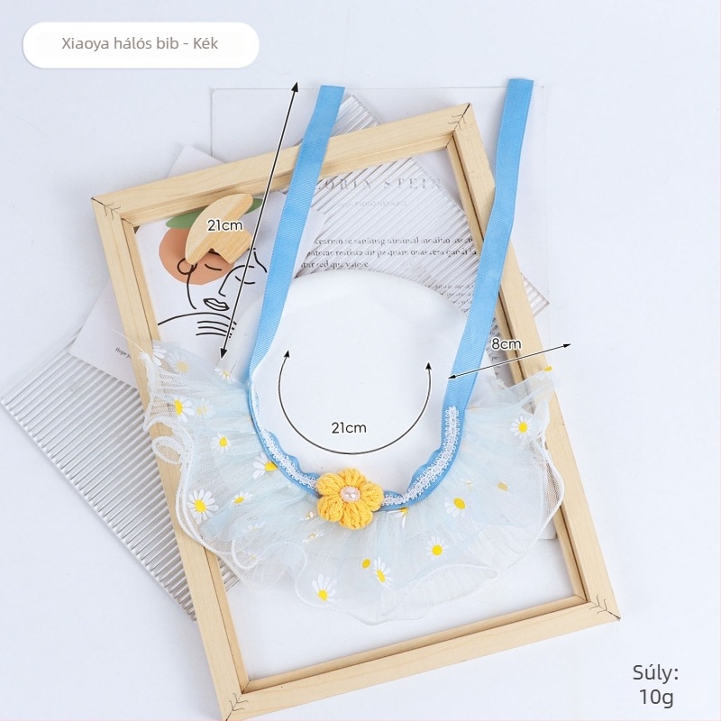 Háziállatok számára készült Pet Bib – kettős rétegű csipke, pillangócsomó, univerzális illeszkedés, négy évszakos használat, japán-koreai stílus