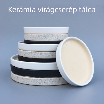 Kerámiából készült virágtartó alátét tálca, kör alakú vízgyűjtő, padlón álló kivitel