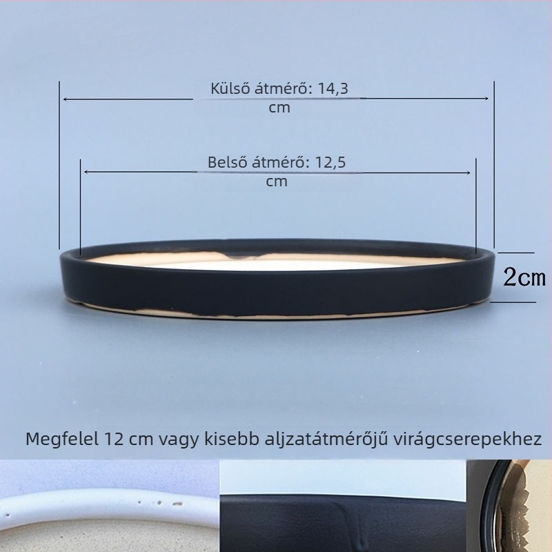 Kerámiából készült virágtartó alátét tálca, kör alakú vízgyűjtő, padlón álló kivitel