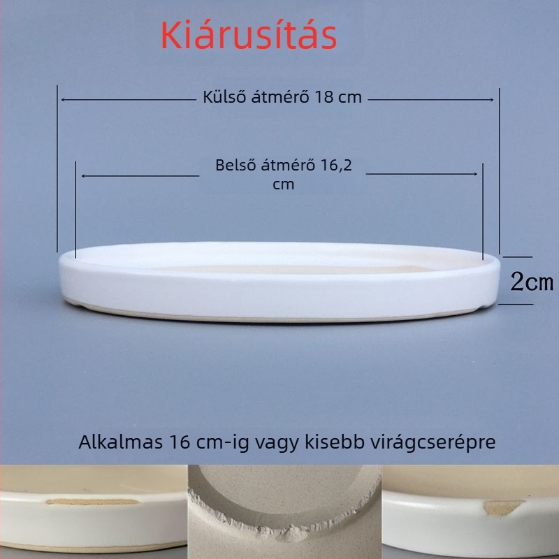 Kerámiából készült virágtartó alátét tálca, kör alakú vízgyűjtő, padlón álló kivitel
