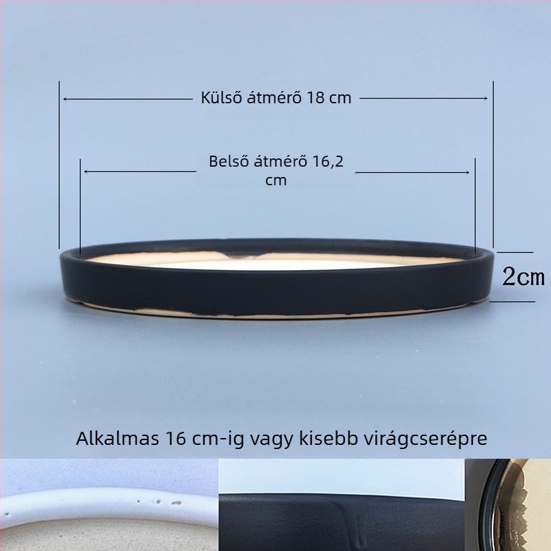Kerámiából készült virágtartó alátét tálca, kör alakú vízgyűjtő, padlón álló kivitel
