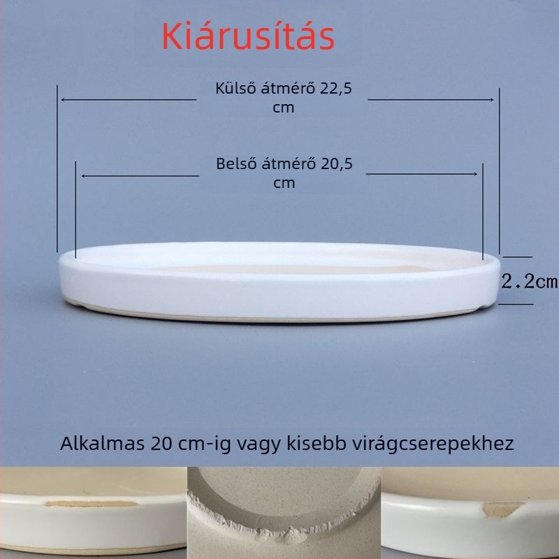 Kerámiából készült virágtartó alátét tálca, kör alakú vízgyűjtő, padlón álló kivitel