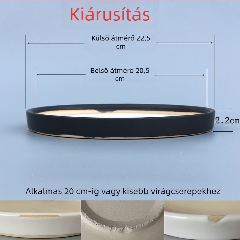 Kerámiából készült virágtartó alátét tálca, kör alakú vízgyűjtő, padlón álló kivitel