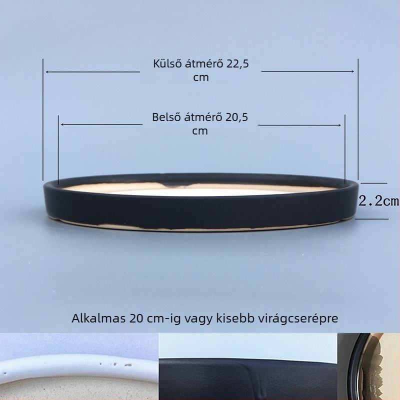 Kerámiából készült virágtartó alátét tálca, kör alakú vízgyűjtő, padlón álló kivitel