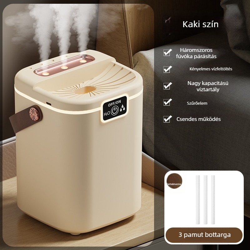 Párásító három permetező kimenettel, nagy kapacitású 2.6–4.0 L tartállyal, csendes üzem, USB-tápellátás, 10–20 m²-hez