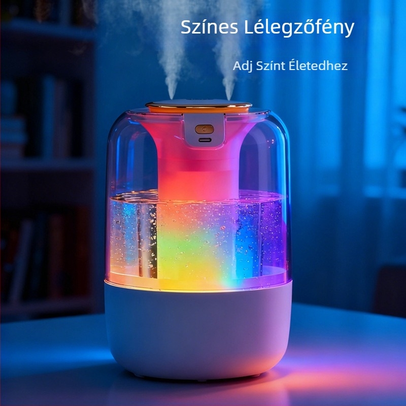 Légpárásító 21–30 m²-es szobákhoz, csendes működés, 2 párásító kimenet, 2.6–4.0 L tartály, távirányító