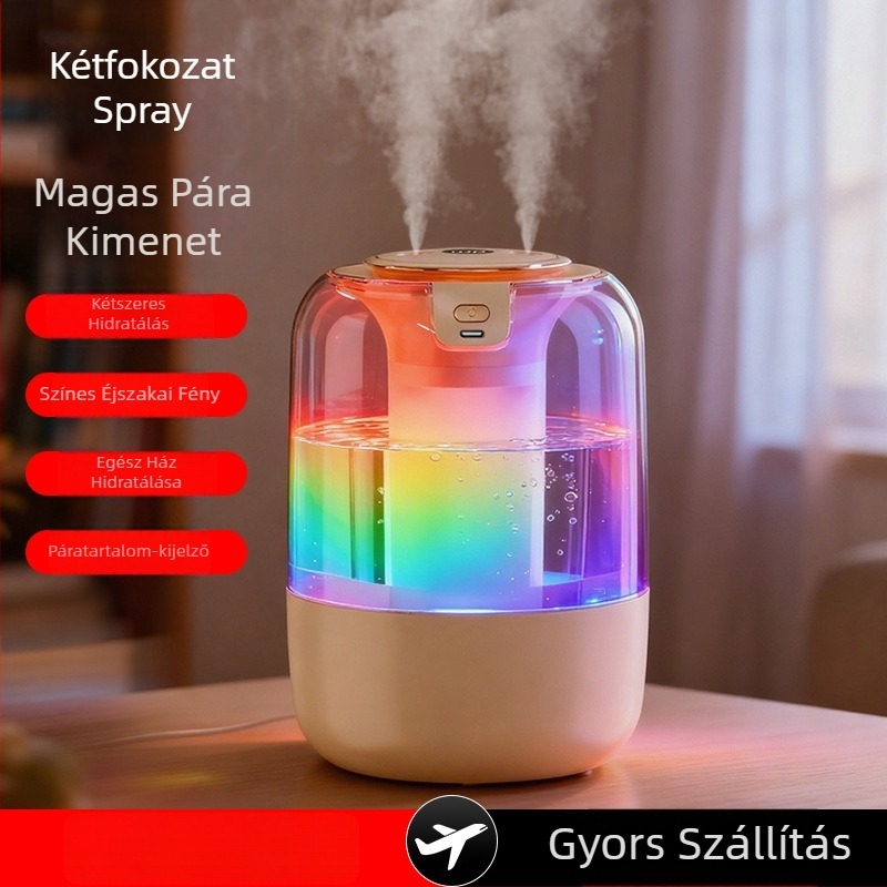 Légpárásító 21–30 m²-es szobákhoz, csendes működés, 2 párásító kimenet, 2.6–4.0 L tartály, távirányító