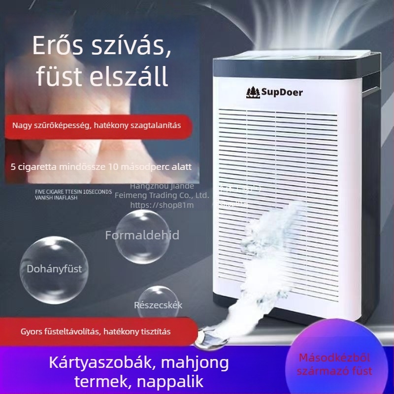 Formaldehid-eltávolító légtisztító, 330 m³/h légáramlás, <36 dB zajszint, 10 m² lefedettség, kompozit szűrő