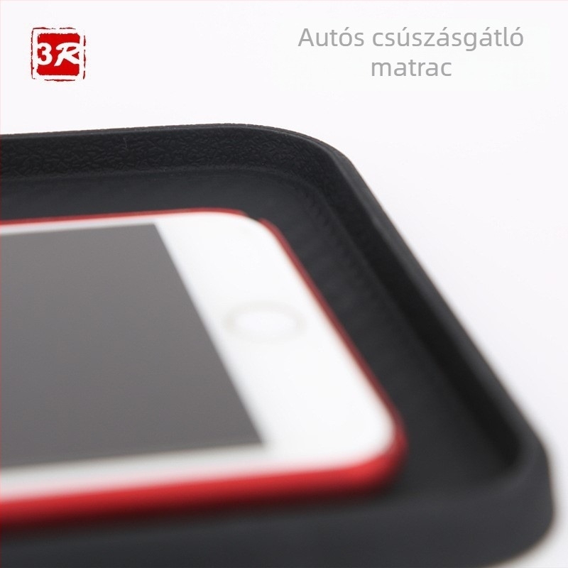 Autóba való szilikon csúszásmentes mobiltartó csatornával, medencés alakú érmetartó, karbon mintázat — 3r