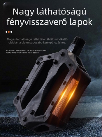 MTB kerékpár pedál fényvisszaverővel, modell 6658, anyag: mérnöki műanyag
