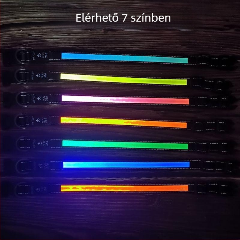 LED kutyanyakörv USB-töltésű, fényvisszaverő, villogó, vízálló