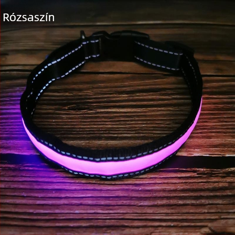 LED kutyanyakörv USB-töltésű, fényvisszaverő, villogó, vízálló