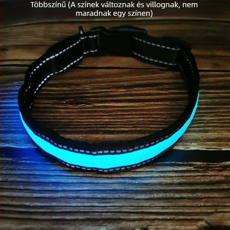 LED kutyanyakörv USB-töltésű, fényvisszaverő, villogó, vízálló