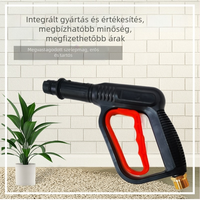 Autómosó vízpisztoly kacsacsőr alakú fúvóka, hordozható műanyag kivitel, nyomás 100 kg/cm2, permetezési sugar 8 m, tömeg 0,25 kg