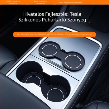 Szilikon központi konzolhoz pohártartóval és tároló rekesszel, csúszásmentes, Tesla Model 3/Y