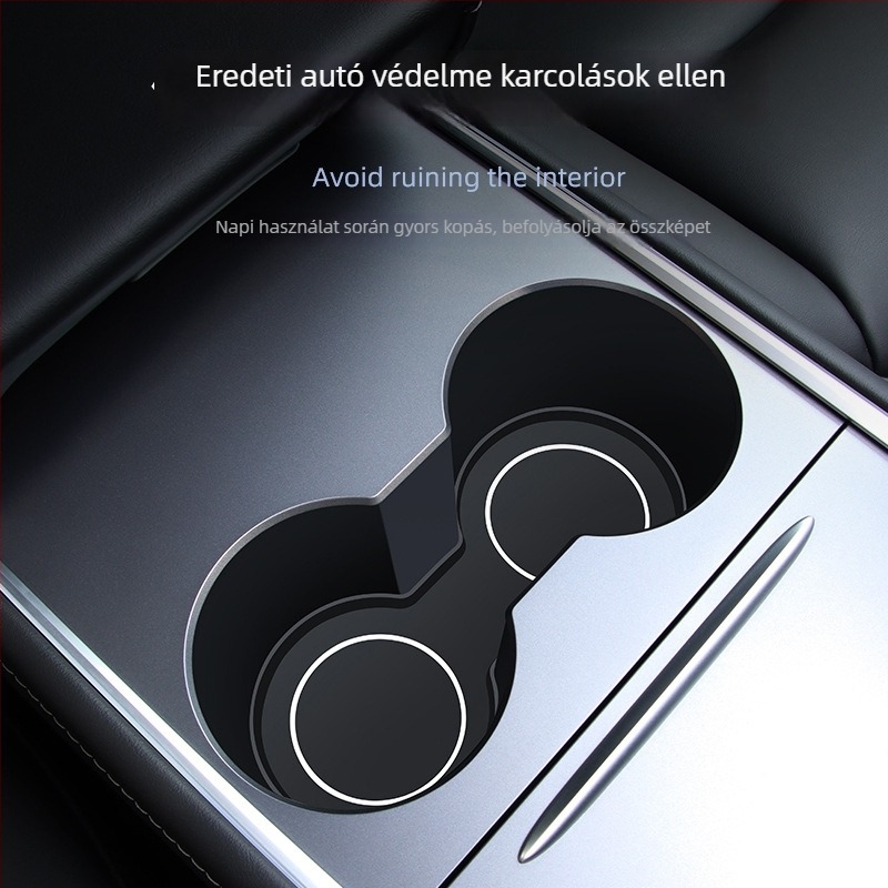 Szilikon központi konzolhoz pohártartóval és tároló rekesszel, csúszásmentes, Tesla Model 3/Y