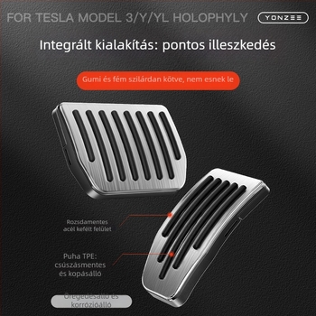 YZ rozsdamentes acél pedálok gyorsító és fék pedálpihenőfelülettel Tesla Model Y/3/X/S automata váltóhoz