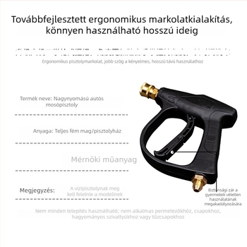 Magasnyomású autómosó spraypisztoly, 250 kgf, réz fej, alumínium szelepfúvó, anti-tekeredés