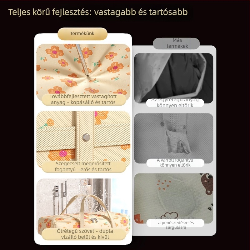 Nagy kapacitású, nem szőtt anyagú ruhatároló táska, kocka alakú rendező táska háztartási és kollégiumi használatra