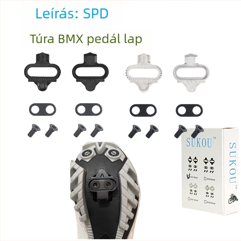 Sukou MTB pedál önzáró lemez, rozsdamentes acélból, élezett éllel, kétirányú szétszerelés, kompatibilis Shimano SPD-vel