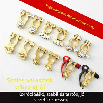 Autóakkumulátor terminálklipsz, nehéz kivitelű egycsavaros M8, sárgarézből, modell 45dzt-26, autókhoz és teherautókhoz