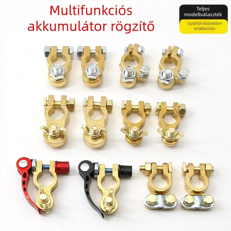 Autóakkumulátor terminálklipsz, nehéz kivitelű egycsavaros M8, sárgarézből, modell 45dzt-26, autókhoz és teherautókhoz