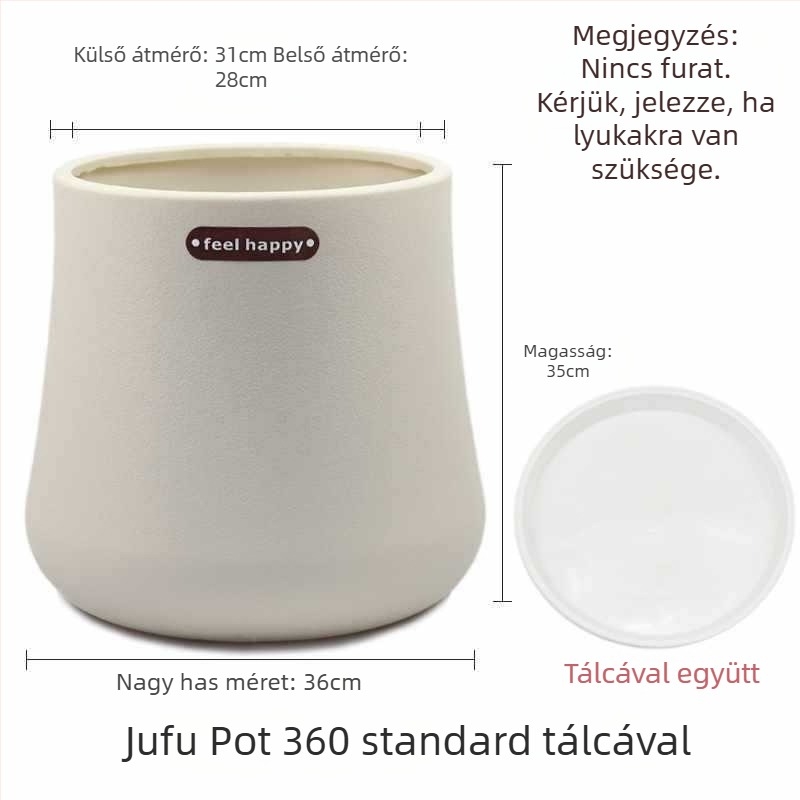 Nagy átmérőjű beltéri műanyag virágcserép, római stílus, vastított és megerősített, otthoni használatra a nappaliban
