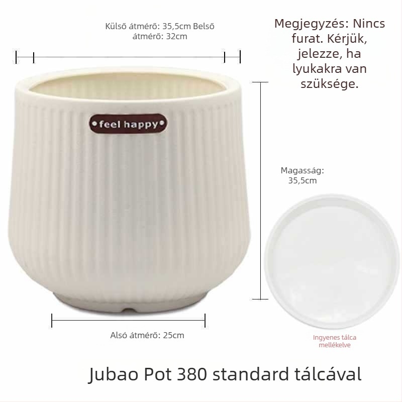 Nagy átmérőjű beltéri műanyag virágcserép, római stílus, vastított és megerősített, otthoni használatra a nappaliban