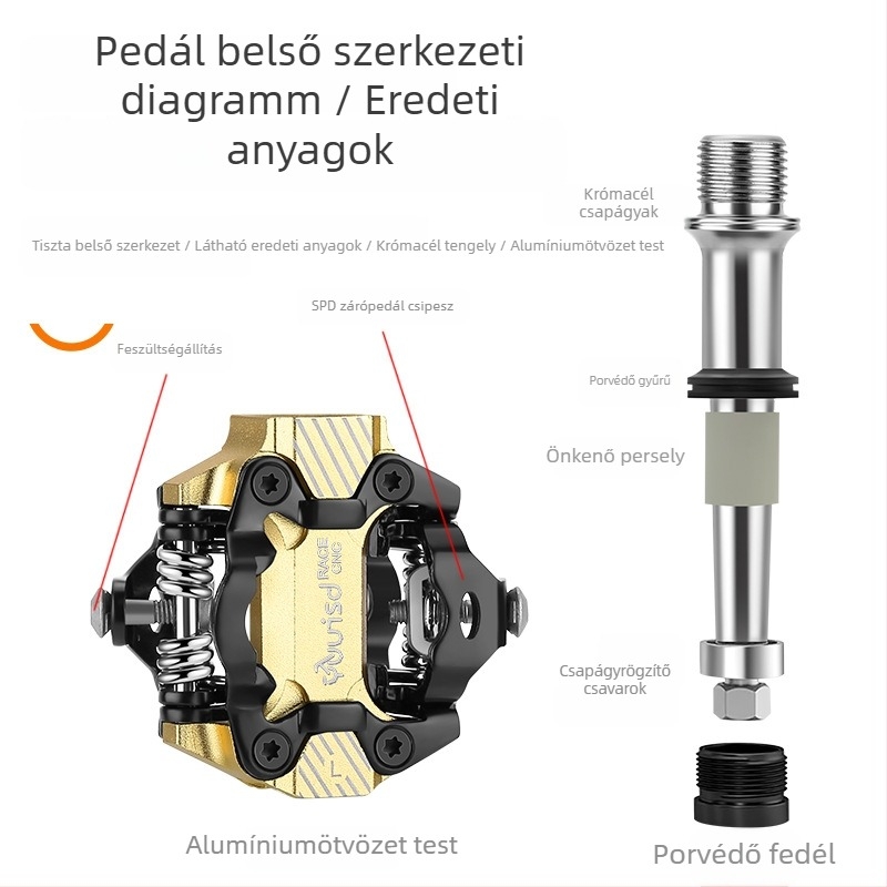 YUUISD SPD pedálok kerékpárhoz, önzáró rendszerrel, alumíniumötvözet, zárt csapágyakkal