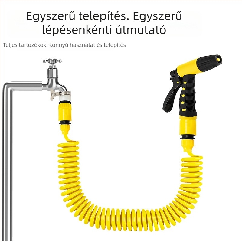 Teleszkópos vízpisztoly tömlővel, fej anyaga: műszaki műanyagok, víznyomás: csapvíz, tömeg 600 g