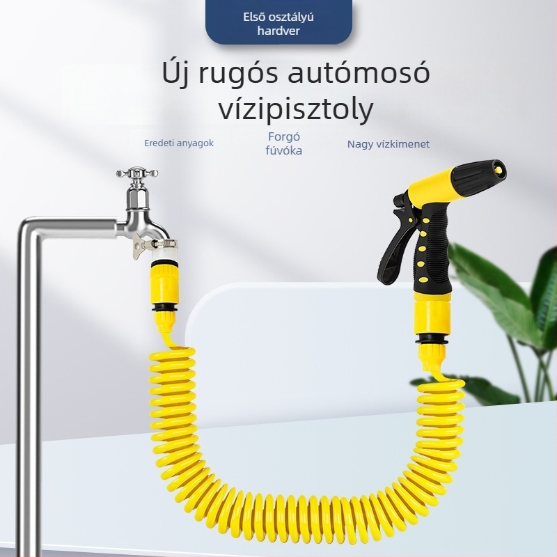 Teleszkópos vízpisztoly tömlővel, fej anyaga: műszaki műanyagok, víznyomás: csapvíz, tömeg 600 g