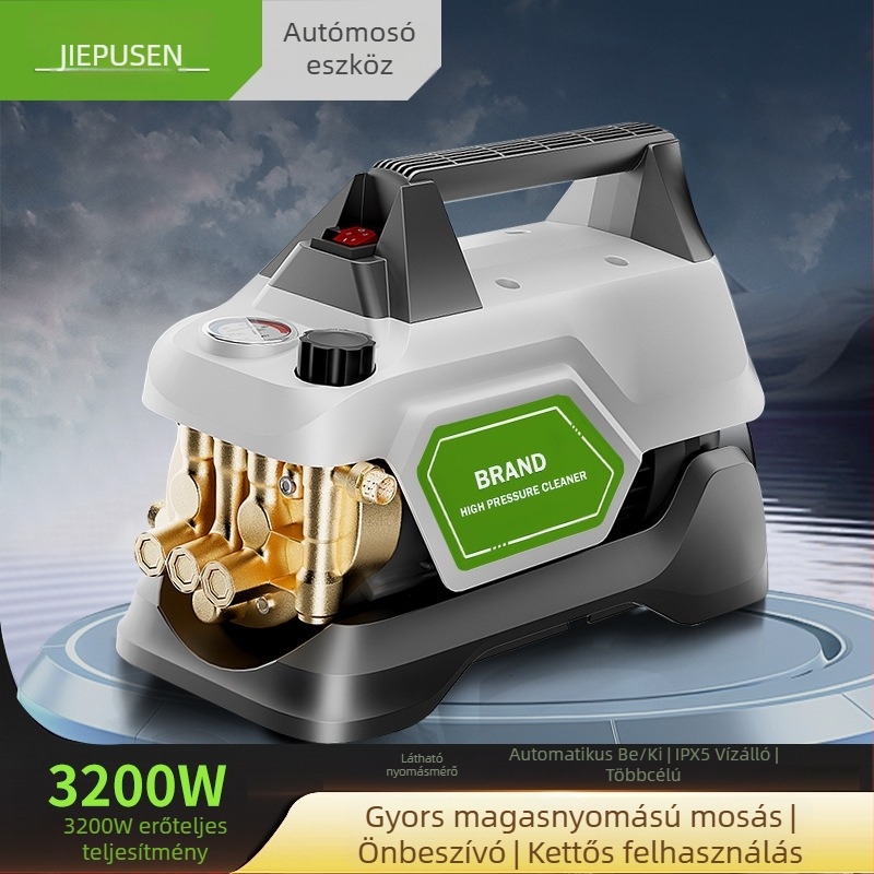 Családi autómosó magasnyomású gép — névleges teljesítmény 1800W / csúcsteljesítmény 3200W, 220V, maximális nyomás 100 bar, maximális áramlás 12 L/perc
