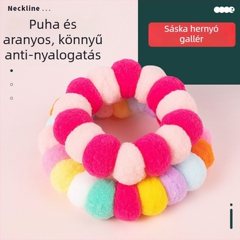Állítható háziállat-nyakörv, poliészter anyag, rajzfilmszerű hernyó mintával, macskáknak és kutyáknak.