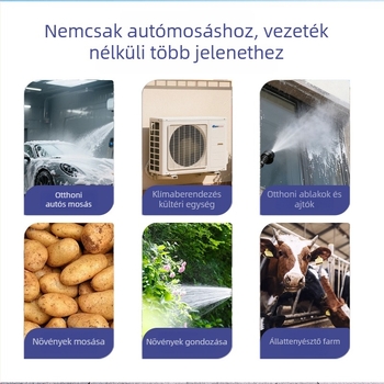 Vezeték nélküli magasnyomású autómosó vízpisztoly — tipp: műanyag/fém; markolat: műanyag; permetezési távolság: 10; tömeg: 1300 g