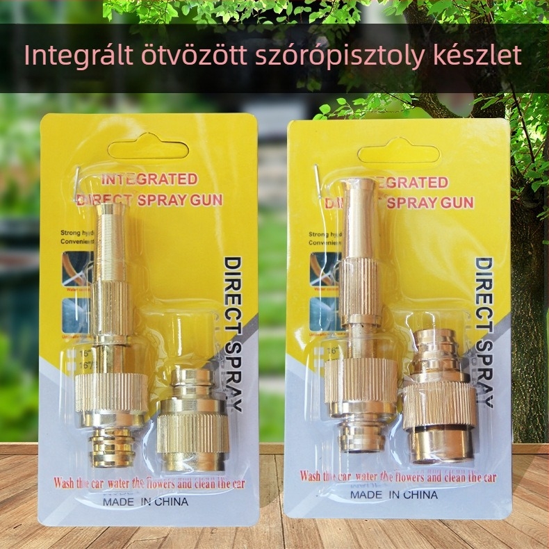 Alumíniumötvözetből készült egyenes szórópisztoly autómosáshoz, magas nyomású fúvóka sárgaréz fejjel, adapter 4/6