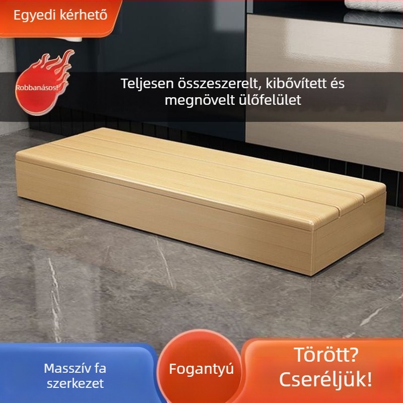 Fából készült gyerekeknek – ágy melletti lépőpad, csúszásmentes felület