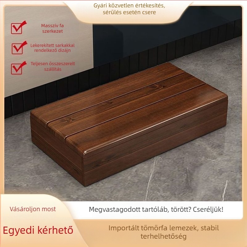 Fából készült gyerekeknek – ágy melletti lépőpad, csúszásmentes felület