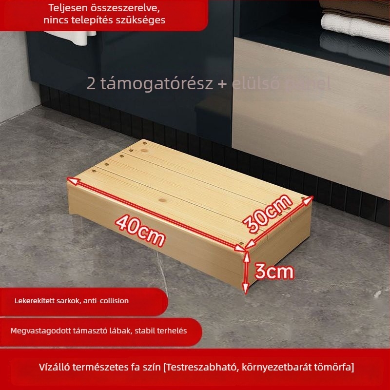 Fából készült gyerekeknek – ágy melletti lépőpad, csúszásmentes felület