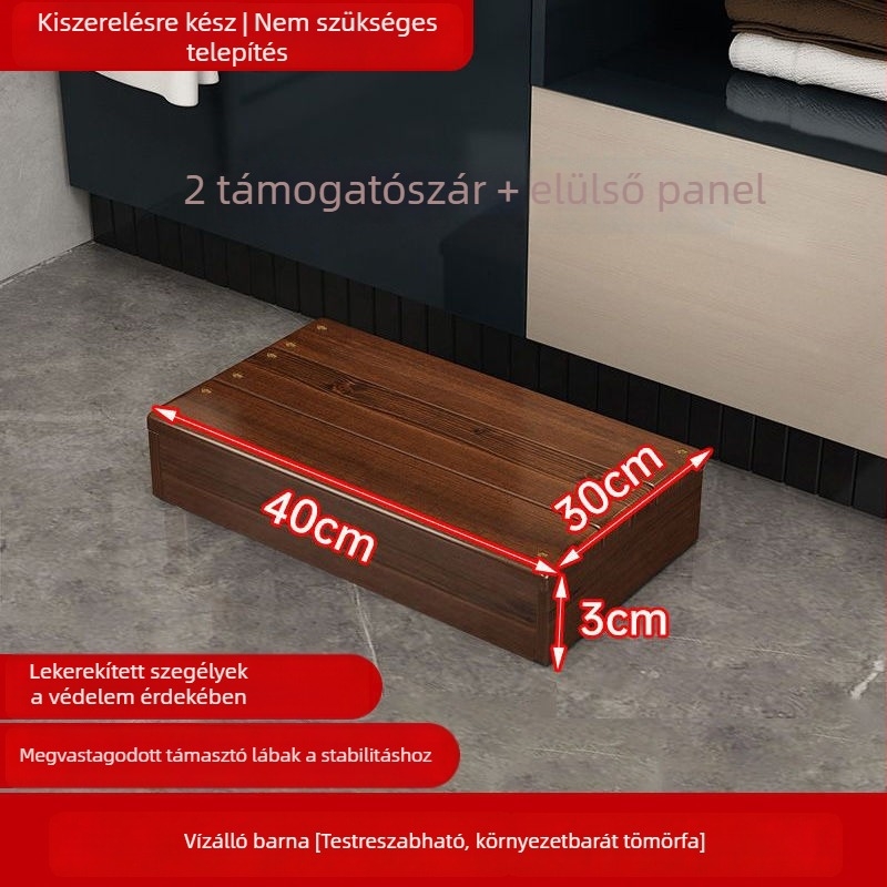 Fából készült gyerekeknek – ágy melletti lépőpad, csúszásmentes felület