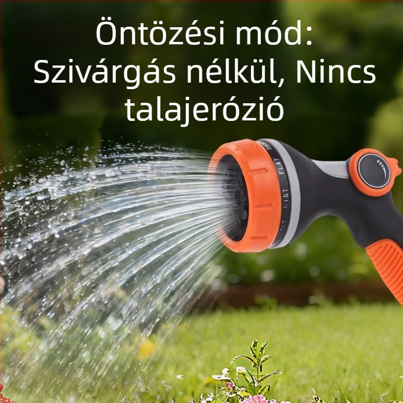 Kézben tartható, hüvelykujj-gombbal működtethető 10 funkciós magasnyomású vízpisztoly, kertben öntözéshez és autómosáshoz