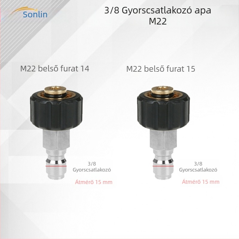 Nagy nyomású mosó kiegészítők: 3/8 gyorscsatlakozó autómosó pisztoly adapter, M22×1.5 kimenet