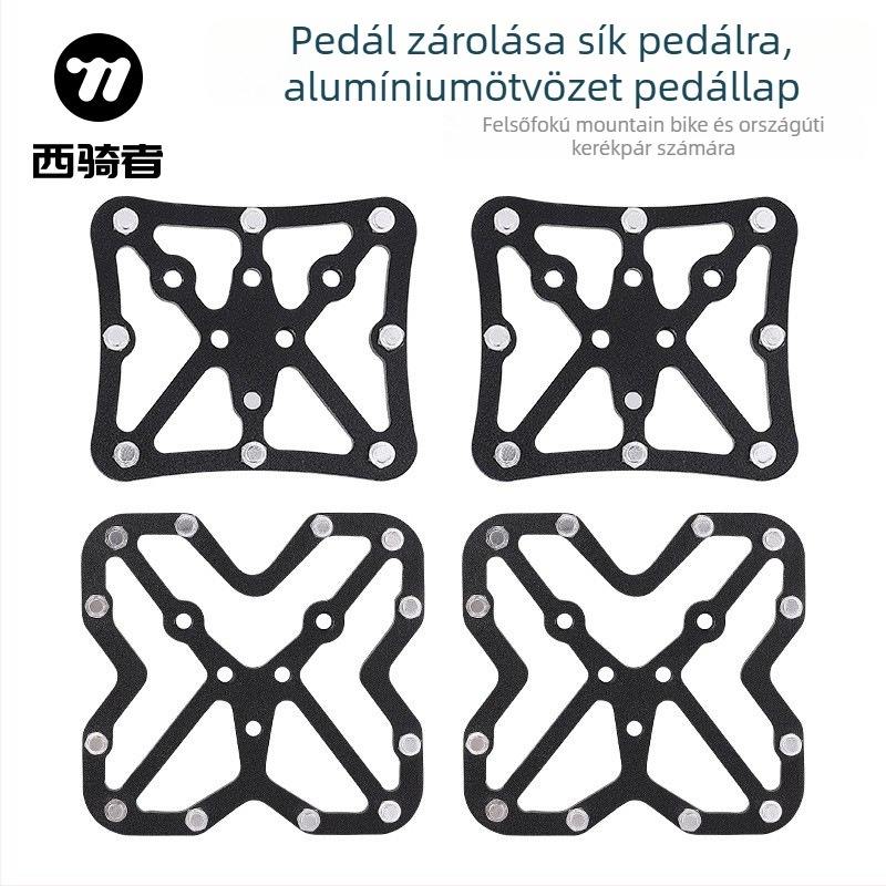 Clipless→flat pedál átalakító pedállemez kerékpárhoz, alumínium ötvözet, modell 0802111-112, West biking