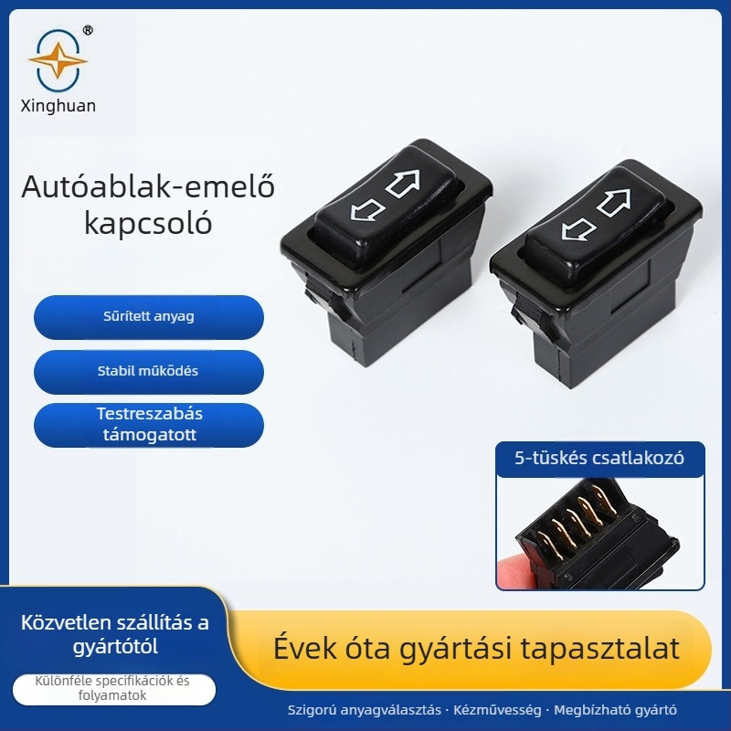 Dupla nyílú elektromos ablakemelő kapcsoló, 5 tűs, univerzális autóhoz, ABS