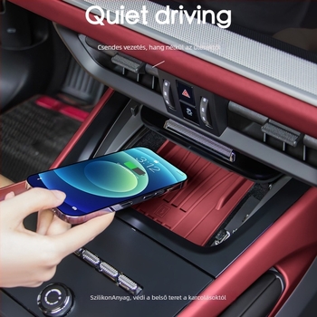Porsche Cayenne középkonzolhoz készült szilikon vezeték nélküli töltőpad – csúszásmentes belső kiegészítő, testreszabható