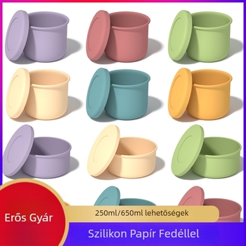 Szilikon kerek ebédes doboz, mikrohullámú sütőben használható, kapacitás 501–800 ml, ropogós funkció