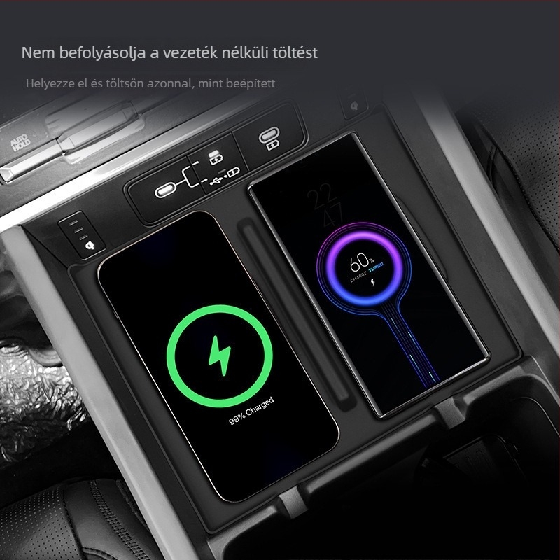 Középkonzol vezeték nélküli töltő panel – szilikon csúszásmentes, 24 Hyundai Santa Fe modellhez