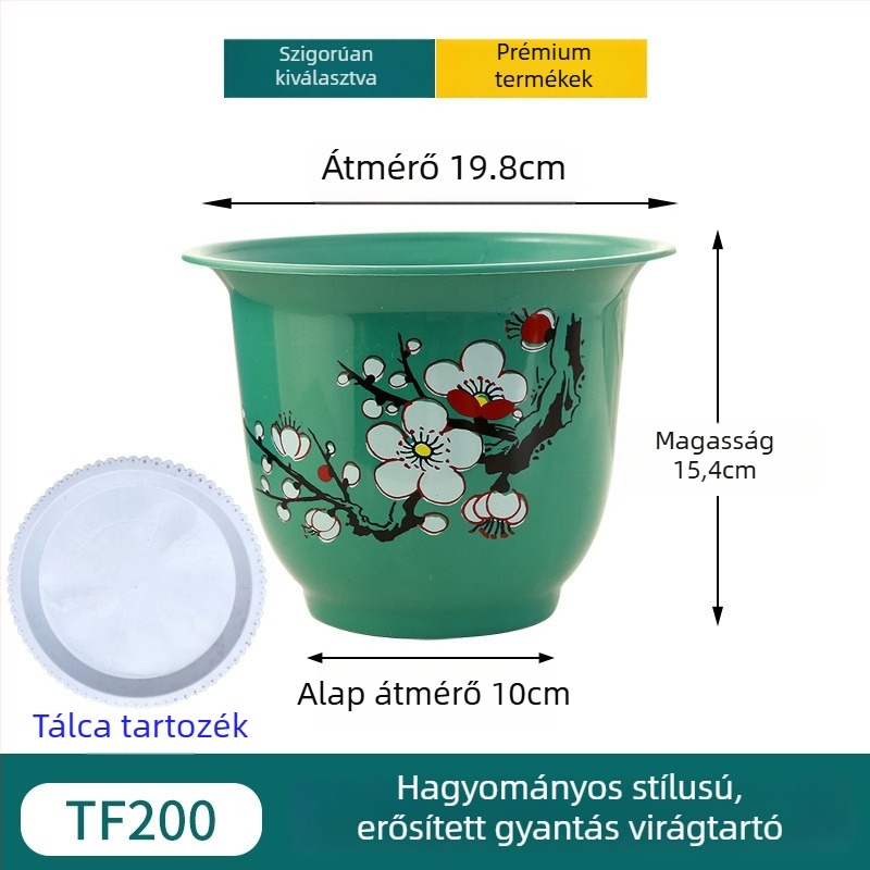 Gyantából készült virágtartó, padlón álló, egyszerű stílusú, otthoni kertészkedéshez.